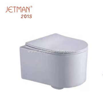 wall hung toilet with soft closing seat cover